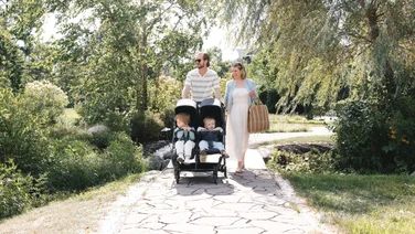 Uppababy mini duo in a park