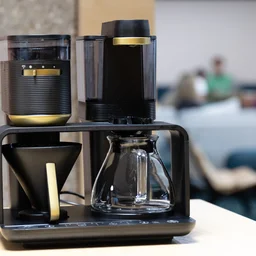 The Melitta EPOS filter coffee machine on a kitchen worktop