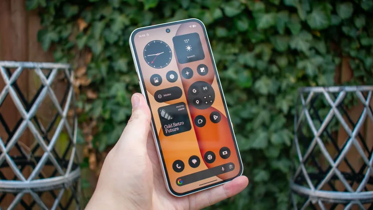 Nothing Phone (4a) front view, display on