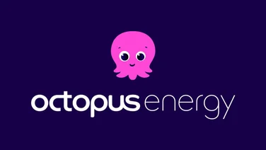 Octopus energy logo on a blue background
