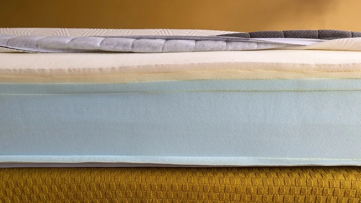 A side view of the Panda Hybrid Bamboo mattress's layers