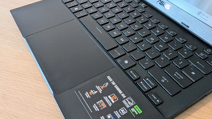 The Asus TUF Gaming A14 RTX 5060 laptop's keyboard
