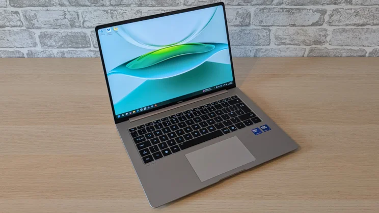 The Honor MagicBook Pro 14 pictured from above and to the left