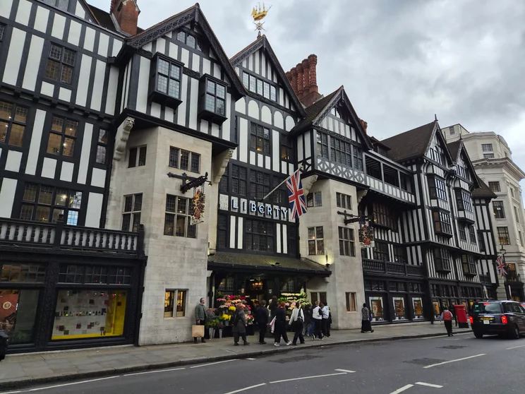 A black and white Tudor building