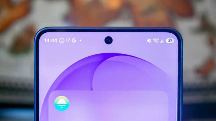 Close up of the Samsung Galaxy S26's selfie camera