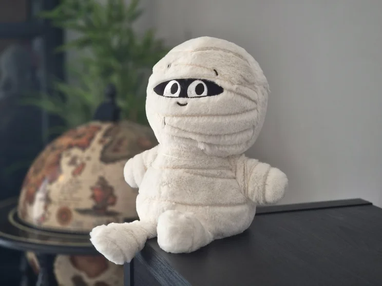 Portrait shot of a mummy plushie