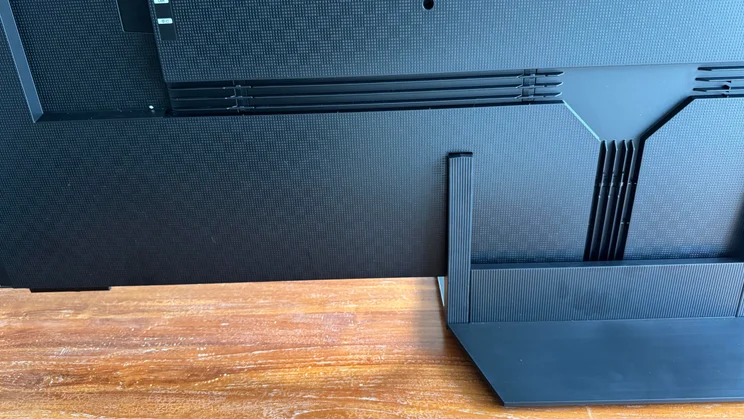 The cable channelling tracks on the rear of the Samsung R95H Micro LED TV