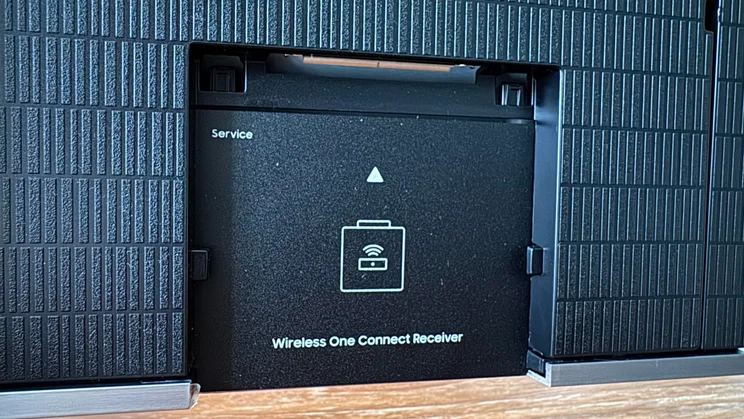 The Wireless One Connect receiver slot on the rear of the Samsung S99H quantum dot OLED TV
