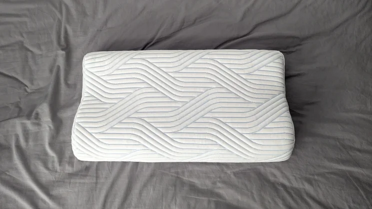 The Tempur Original SmartCool Pillow on a bed, viewed from above