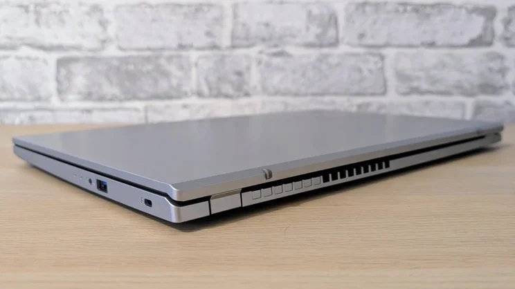 The Acer Aspire Go 15 (AG15-42P), closed, pictured from the rear right quarter