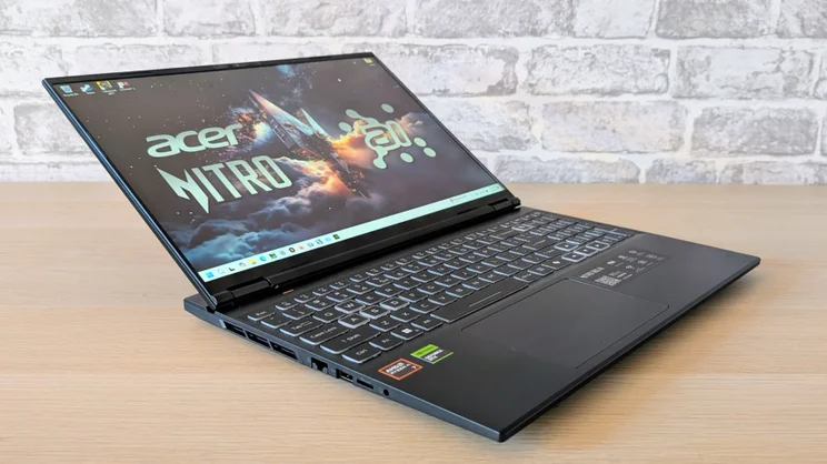 The Acer Nitro 16S AI open nearly flat