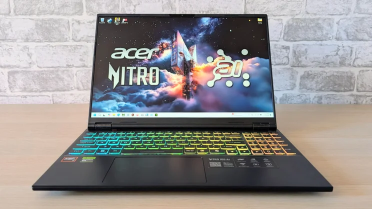 The Acer Nitro 16S AI, pictured from in front