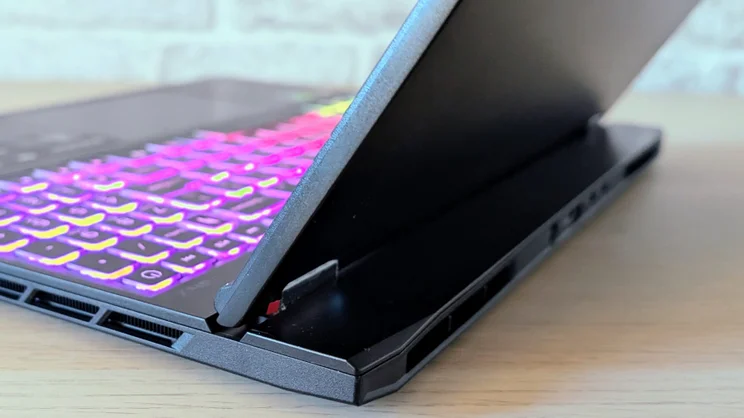 The Acer Nitro 16S AI pictured from the rear left corner