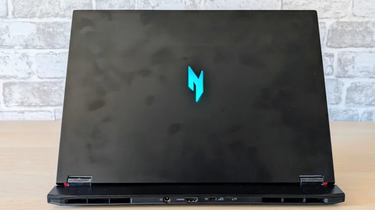 The Acer Nitro 16S AI pictured from the rear
