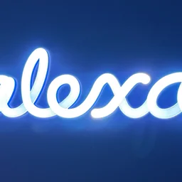 The alexa logo in blue neon