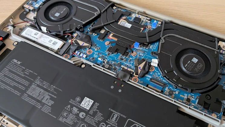 The Asus Zenbook A16 with the base removed