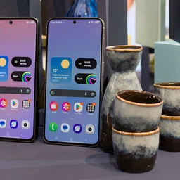 The Samsung Galaxy A37 (left) and the Samsung Galaxy A57 right pictured next to each other