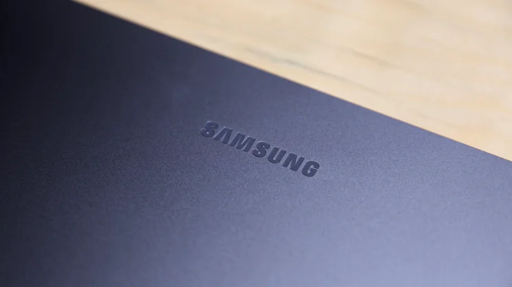 The Samsung Galaxy Book6 Pro 16, lid closed, showing the Samsung logo