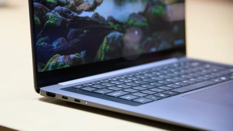 The Samsung Galaxy Book6 Pro 16, open, pictured from the left front quarter