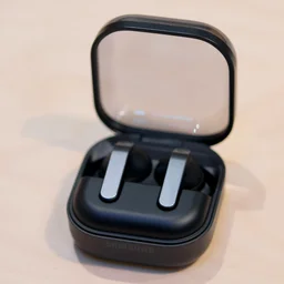 The Samsung Galaxy Buds 4 Pro pictured in their charging case with the lid open, from above