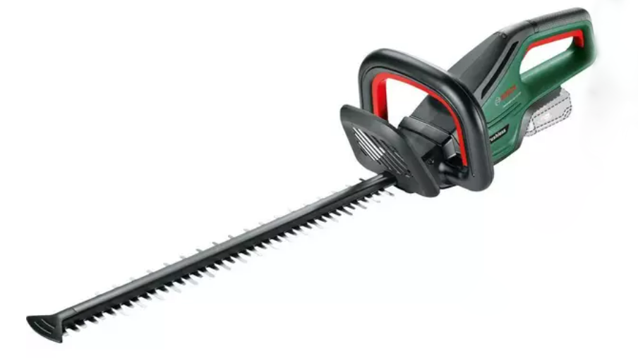 BOSCH universalhedgecut 55 cordless hedge trimmer on a white background