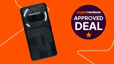 Nothing Phone (3a) on orange background with approved deal sticker